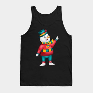 Simple Draw Snowman Cartoon Vector Illustration Design Happy Ice Man for Christmas Holiday Tank Top